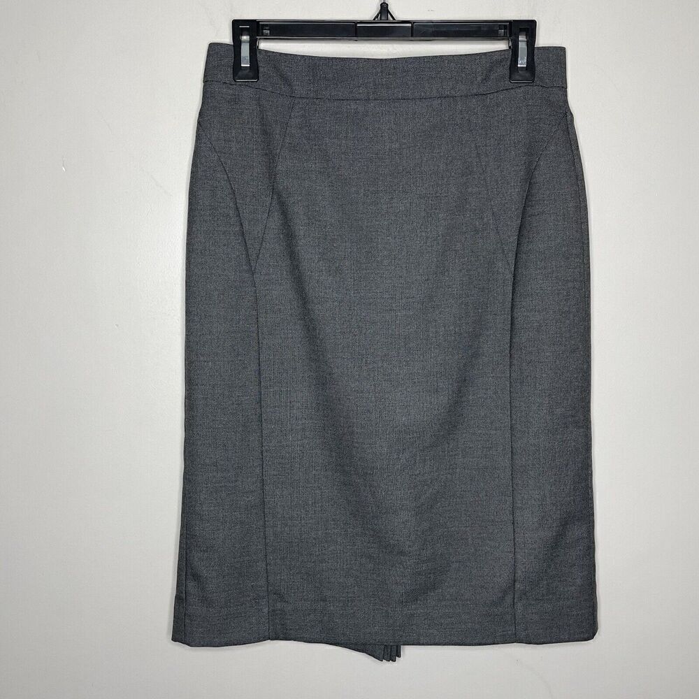ANN TAYLOR Skirt Womens 6 Gray Midi Rear Pleat Career